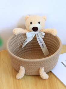 1pc/2pcs Woven Storage Baskets, Cute Desktop Decor Storage Basket, Suitable For Toys, Cosmetics, Bedroom, Bath Room, Wood Rattan Geometric Baskets, NaturalMix Metal Frame Accents For Coastal Garden Decor,For Back To School