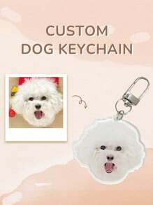 Customized Pet Photo Keychain, Acrylic Keychain, Dog Portrait Keychain, Cute Personalized Design Keychain, Kawaii Dog Keychain, Gift For Dog Lovers Ornamental,Engraved Stylish,Fashion,Colorful,Vintage,Cute,Contracted,Cuties Custom,Unique,Customized,Personalized Pet For Anniversaries,For Birthdays