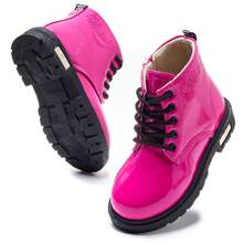 Girls' & Boys' Outdoor Casual Leather Boots, Girls Short Plush Lined Boot