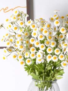 1/3/5PCS Artificial Chamomile Flowers Bouquets, 52cm Fake Daisy Flowers With 30heads Can Be Bent And Does Not Fade -For Wedding Decoration, Valentine'S Day Decor, Birthday Decor, Anniversary Decor, Home Decor,Table Decor,Bedroom And Bathroom Room Decor,Desk Decor,Room Decoration Stuff,Autumn Decor,Fall Autumn Decor ,Table Decor,Plant Pot Decor Gifts Graduation