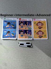 Jogo educativo de treinamento de atenção e foco, 1 peça - Cartões de quebra-cabeça reutilizáveis para atividades de exploração, treinamento de foco, jogos cognitivos, testes e avaliações, adequado para casa e escola, Páscoa, Ano Novo, aniversário, lembrancinhas, materiais de volta às aulas (cor do marcador aleatória) (estilo e cor aleatórios)