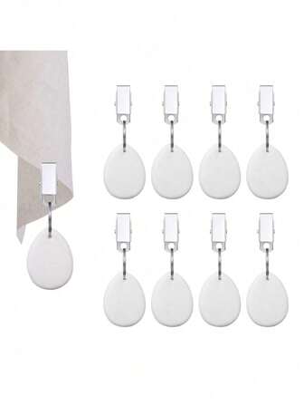 8 pezzi di fermatovaglia a forma di goccia con ornamento e morsetto metallico, disponibile per dropshipping