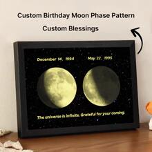 1 pièce Personnalisé Phase de lune de naissance avec cadre en bois, photo commémorative de phase de lune personnalisée, cadeau pour la Saint-Valentin, anniversaire, remise de diplôme, multifonctionnel, durable, décoratif. Pour maman, famille, amis, salle de thé, maison, jardin, bureau. Pour anniversaires, Saint-Valentin, fête des mères, anniversaires, fête des pères, remise de diplôme, mariages, pendaison de crémaillère, rafraîchissement de la maison
