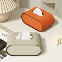 De deksel van de PU-leren tissuebox, een moderne, licht-luxueuze, hoogwaardige elliptische tissueboxhouder, een creatieve tissuebox, is een decoratief opbergitem met magnetische sluiting, geschikt voor woonkamers, nachtkastjes, slaapkamers, bureaus en badkamermeubels.