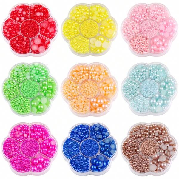 5000 pièces/boîte, 2 mm-10 mm, 7 tailles mélangées, perles demi-rondes plates en rhinestones de couleurs non AB, pierres de cristal multicolores non thermocollantes DMC, accessoires avec motif 3D diamant, paillettes, décoration de manucure pour vêtements, sacs, chaussures, tasses, coques de téléphone, artisanat, garniture DIY