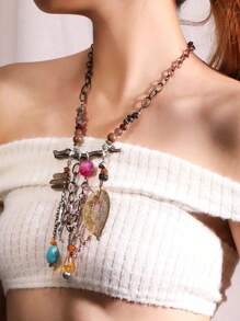 1pc Vintage Western Boho Turquoise Necklace, Suitable For Women To Wear During Holiday, Party And Everyday - Multicolor - View 12