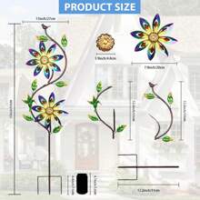 1pc 37in Garden Decoration Wind Spinner With Metal Flower Shape, Dual Heads Gently Spin In The Wind, Suitable For Decorating Garden, Yard, Patio, Pathway