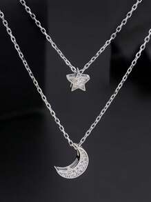 Xingyue Sterling Silver Pendant Double-Layer Necklace For Women, High-End, Versatile, Light Luxury, Niche Design, Clavicle Chain Accessories