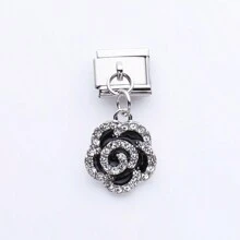 1PC Linh kiện vòng tay mô-đun Ý bằng thép không gỉ, có mặt dây chuyền Series màu đen, tự làm đồ trang sức cho vòng tay vòng cổ, có thể kết hợp tự do với nhiều phong cách khác nhau - màu đen - Xem 9
