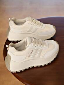 女士休闲运动鞋、平底运动鞋、运动路跑鞋 - 米色 - 查看 6