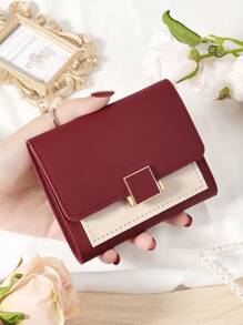 Burgundy Bag Charry Red Bag Wine Red Bag Coin Pocket Double Fold Women's Wallet Mini Women's Fashionable Wallet With Multiple Card Slots And ID Card Window Very Suitable For Outdoor Travel And Returning To School For Women Wallet Mini Wallet Purse Wallet Small Wallet