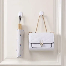 5 件可重复使用的椭圆形粘性墙钩，重型衣架，适用于房间、家庭、厨房、浴室、卧室 - 白色 - 查看 4