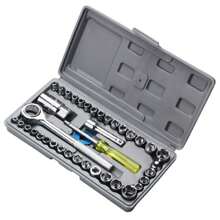 40 pieces professional auto repair combination tool kit, household hardware hand tool combination auto repair tool kit tool box - Gris - Ver 10