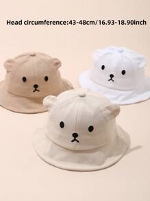 婴儿帽子，秋冬季宝宝防晒帽，幼儿男孩/女孩渔夫帽，带有可爱熊图案 - 彩色 - 查看 4