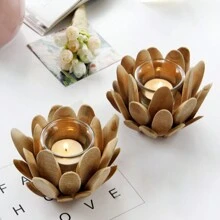 1PC Candlestick Wooden Creative Candle Holders With Flower Design Wedding Table Vintage Candlestick Glass For Party Living Room
