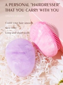 1 Pack Mini Cute Egg Shape Hair Brush Portable Scalp Massage Comb Anti-Tangle Cushion Comb Suitable For Portable Hair Salon Comb Detangling Comb Hair Styling Comb All Hair Types