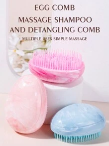 1 Pack Mini Cute Egg Shape Hair Brush Portable Scalp Massage Comb Anti-Tangle Cushion Comb Suitable For Portable Hair Salon Comb Detangling Comb Hair Styling Comb All Hair Types