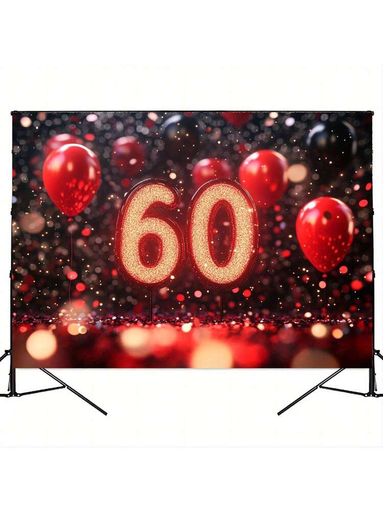 Decorazione per feste di compleanno per 60° compleanno, in tessuto nero, grande per il 60° compleanno, sfondo fotografico, sfondo per il 60° compleanno, per esterni, decorazione da parete, 100x90 cm