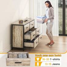 6 Drawer Dresser For Bedroom,Light Oak 47" Wooden Dressers For Bedroom, Natural Wooden Dresser Furniture, (Light Oak Gray) - Grey - View 4