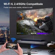 [180°Adjustable Stand] Smart Mini Projector With WiFi Bluetooth 15000 Lumens FHD 1080P Auto Keystone 4K Video Portable Ceiling Projector WiFi 6 Built-In Android 11.0 Black - 黑色1 - 查看 3