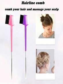 1 PC Double-Headed Steel Needle Eyebrow Brush Three-In-One Highlighting And Dyeing Dual-Purpose Sharp Tail Comb Eyelash Comb Broken Hair Comb Makeup Tools Multi-Functional Eyebrow Brush Makeup Styling Eyebrow Dyeing Brush Beauty Makeup Multi-Color Brush Broken Hair Brush Repair Real Hair Wig Special Edge Control Hairstyle Brush
