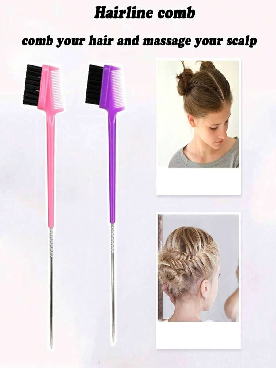 1 PC Double-Headed Steel Needle Eyebrow Brush Three-In-One Highlighting And Dyeing Dual-Purpose Sharp Tail Comb Eyelash Comb Broken Hair Comb Makeup Tools Multi-Functional Eyebrow Brush Makeup Styling Eyebrow Dyeing Brush Beauty Makeup Multi-Color Brush Broken Hair Brush Repair Real Hair Wig Special Edge Control Hairstyle Brush