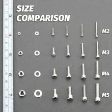 SANJODS Set de 880 piezas de tuercas y pernos hexagonales de acero inoxidable, en tamaños M2/M3/M4/M5, incluye arandelas planas, para sujeción segura / proyectos DIY / uso profesional, ideal para diversas aplicaciones