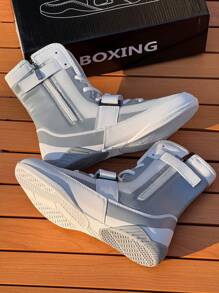 TOLLN Men's High-Top 21cm Zipper Professional Wrestling Shoes, Combat Boxing Boots, Training Shoes For Muay Thai, MMA Fitness Kickboxing Shoes