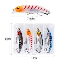 4 pièces/boîte Appâts de pêche de 6,7 cm/7 cm, leurres nageurs plongeants, leurres artificiels durs avec 2 hameçons triples et yeux 3D pour la pêche à la truite et au black-bass