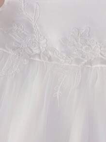 Vestido de bautizo blanco con bordados para niñas de 0 a 2 años, vestido de dama de honor para boda - Blanco - Ver 4