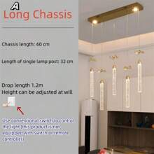 1pc Modern Minimalist Luxury Crystal Pendant Light, Suitable For Living Room, Dining Room, Atmosphere Lighting, No Switch No Remote Control - Multicolor - View 2