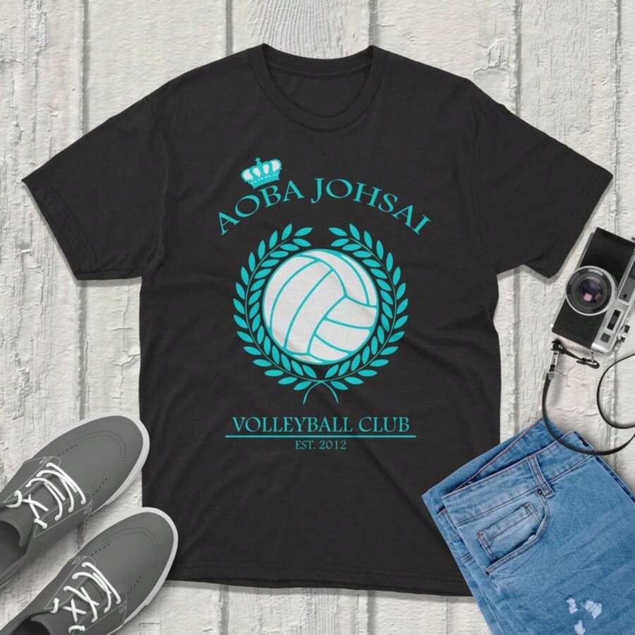 Aoba Johsai Haikyuu T-Shirt Anime Volleyball Shirt Haikyuu Merchandise Unisex Anime Graphic Tee Gift For Otaku Volleyball Anime Clothing - 黑色 - 查看 1