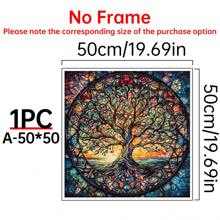 1pc Tree Of Life Mandala, Yggdrasil Painting Canvas, Mosaic Stained Print, Mythology Gift, World Tree, Celtic Wall Art, Vibrant Mandala, Canvas Wall Decor For Living Room, Bed Room,Poster Gifts Birthday Graduation