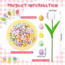 6 Pcs Artificial Tulips And 50 Fillable Foam Easter Egg Silk Faux Flowers Faux Tulips Floral Flowers Bouquet For Easter Spring Mother's Day Wedding Table Decoration