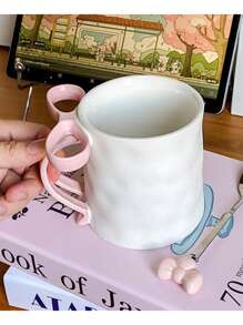 1pc Cute 3D Bow Ceramic Mug, High-Quality Design Handmade Girly Teacup, Coffee Cup, Couple Cup, Gift For Best Friend, Back To School, Birthday - Multicolor - View 7