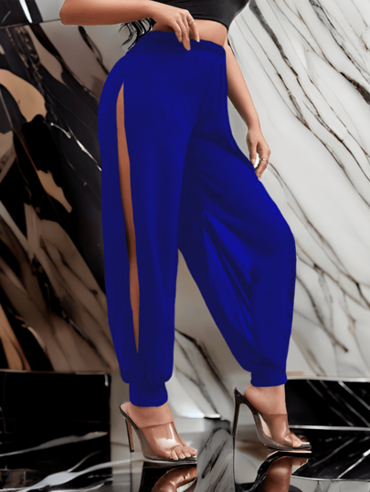 Pantalon arabe con abertura en piernas ajustable para mujer