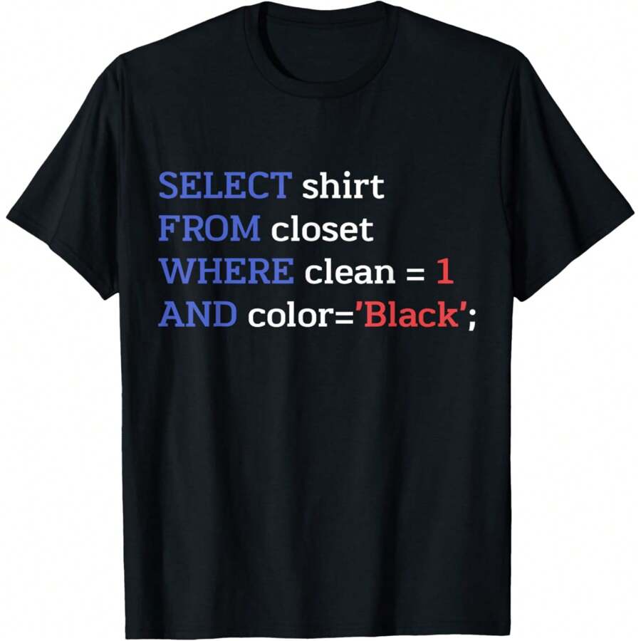 Select Shirt From Closet Where Clean = 1 And Color = 'Black' T-Shirt - Black - View 1