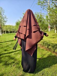 1pc Women's Elegant Solid Color Three-Layer Hooded Robe, Chador, Khimar, Jilbab, Breathable Sun Protection Headscarf, Suitable For Casual Outdoor Wear In All Seasons - Multicolor - View 10