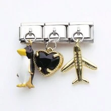 1 pieza Componentes para pulsera de acero inoxidable estilo italiano, con tres colgantes combinados, para hacer joyas DIY de pulseras y collares, se puede combinar libremente con diferentes estilos - módulo italiano - Ver 17