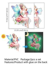 2 Sheets Removable Switch Stickers Glow In The Dark Wall Sticker Glow In The Dark Butterfly Fairy Wall Sticker For DIY Home Decor Switch Decoration ﻿ Gifts Birthday Graduation Personalised Stickers - Multicolor - View 3