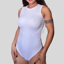 Body Feminino Regata Canelado Premium Confortável Moda Casual Básico