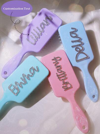 1pc Personalized Customized Name Massage Hair Brush, Macaroon Color, Gift For Her, Valentine's Day,Multi-Functional,Ornamental,Letter,Exquisite,Stylish,Vintage,Unique,Customized,Personalized,Custom,Ideal Gifts For Her,Girlfriend,Her,Grandparents,For Anniversaries,For Weddings