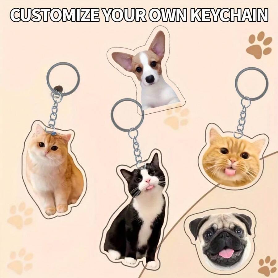 Personalized Cat&Dog Memorial Keychain - Custom Photo Acrylic Pet Keepsake, Transparent Charm For Bags & Backpacks