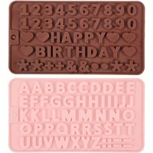 2 Pezzi Stampo in Silicone per lettere e numeri del Alfabeto a Cioccolato, Simboli di Buon Compleanno, Stampi in Silicone per Lettere e Numeri per Decorazione Torte di Compleanno, Cottura e Fai Da Te