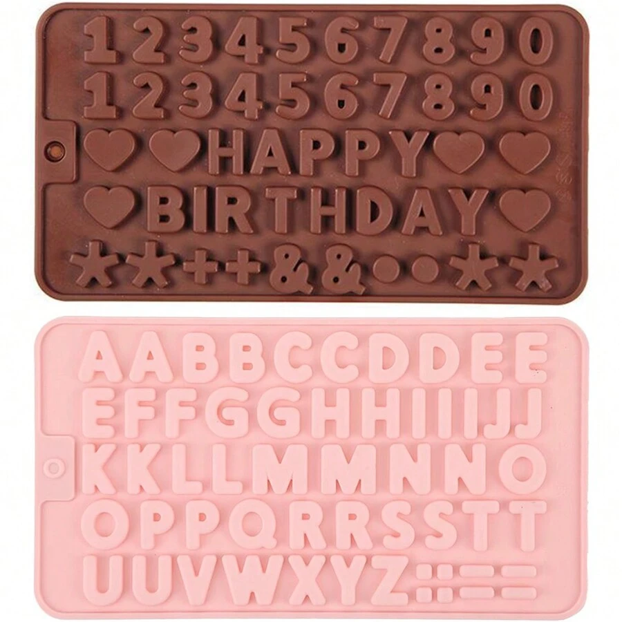 2 Pezzi Stampo in Silicone per lettere e numeri del Alfabeto a Cioccolato, Simboli di Buon Compleanno, Stampi in Silicone per Lettere e Numeri per Decorazione Torte di Compleanno, Cottura e Fai Da Te