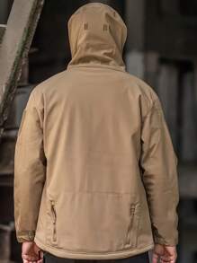 Military Soft Shell Tactical Jacket, Men's Waterproof Windproof Jackets, Men's Army Combat Hooded Coats - 卡其色 - 查看 3