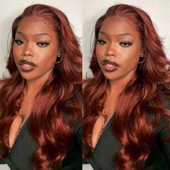 200 Density Reddish Brown Lace Front Wigs Human Hair 13x4 Body Wave Lace Frontal Human Hair Wigs Ginger #33 Colored Human Hair Wig For Women 28 Inch