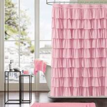 1pc Pure Polyester Ruffled Shower Curtain, Polyester Bathroom Accessories, Bathroom Window Curtain, 72*84inch/182cm*213cm