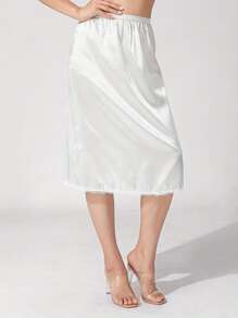Women Half Slip For Under Dresses Elastic Waist Lace Trim Satin Half Slips Underskirt For Under Dresses Slip