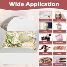 10件装礼盒，白色大礼盒配白色丝带，适用于伴娘邀请、婚礼用品、结婚纪念日、包装、礼物、生日、情人节、母亲节、派对礼盒 - 白色 - 查看 4